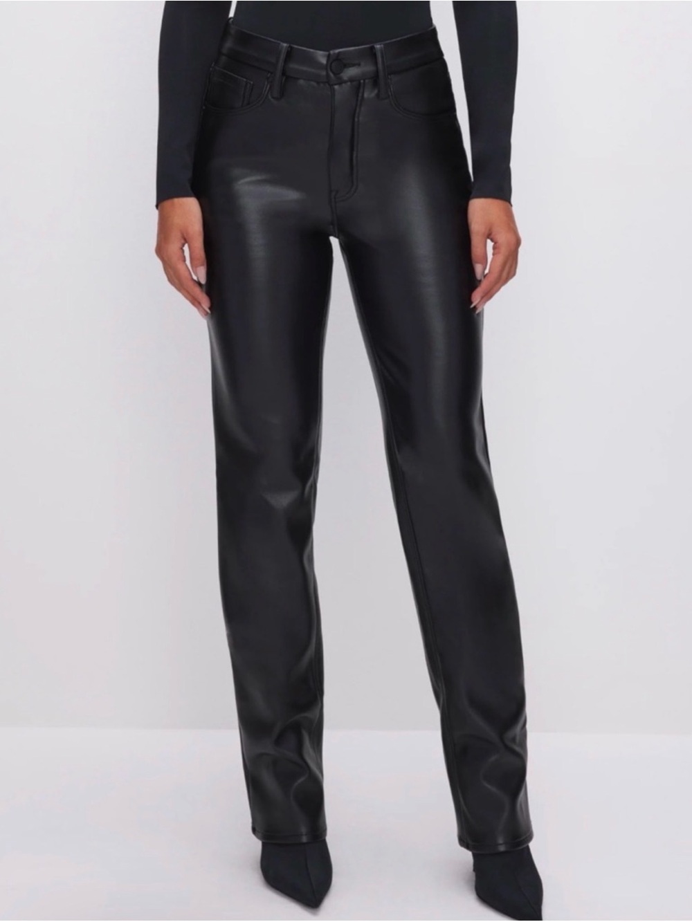 Good American Black Straight-Leg Pants